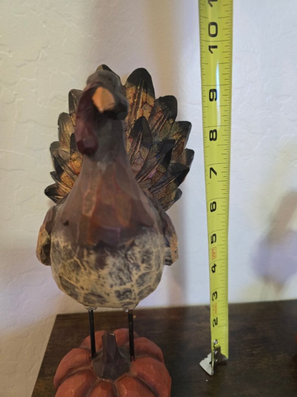 Set of 2 Turkey Figurines On Pumpkin Bases Fall Harvest Thanksgiving - Picture 6 of 15